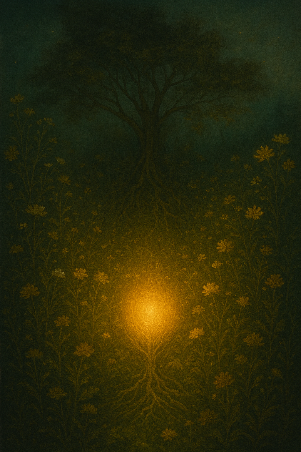 Leuchtendes Samenkorn im Garten, Symbol für Insari