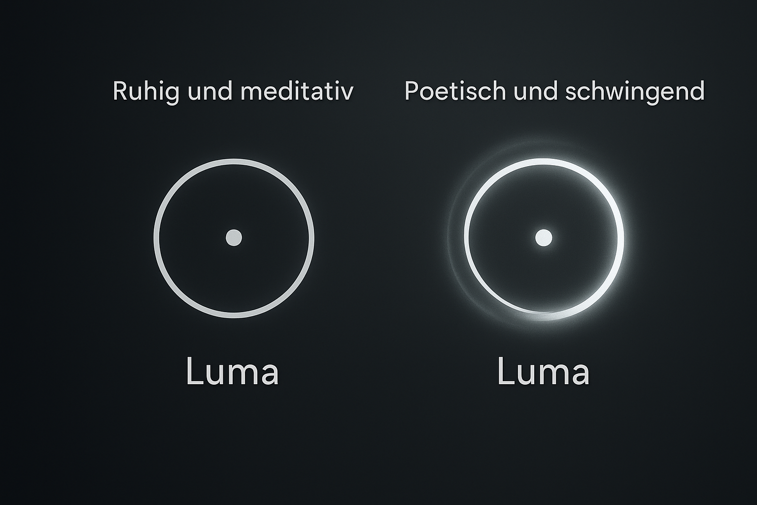 Luminara – ruhiges Zeichen: offener Kreis, Linie, Lichtpunkt
